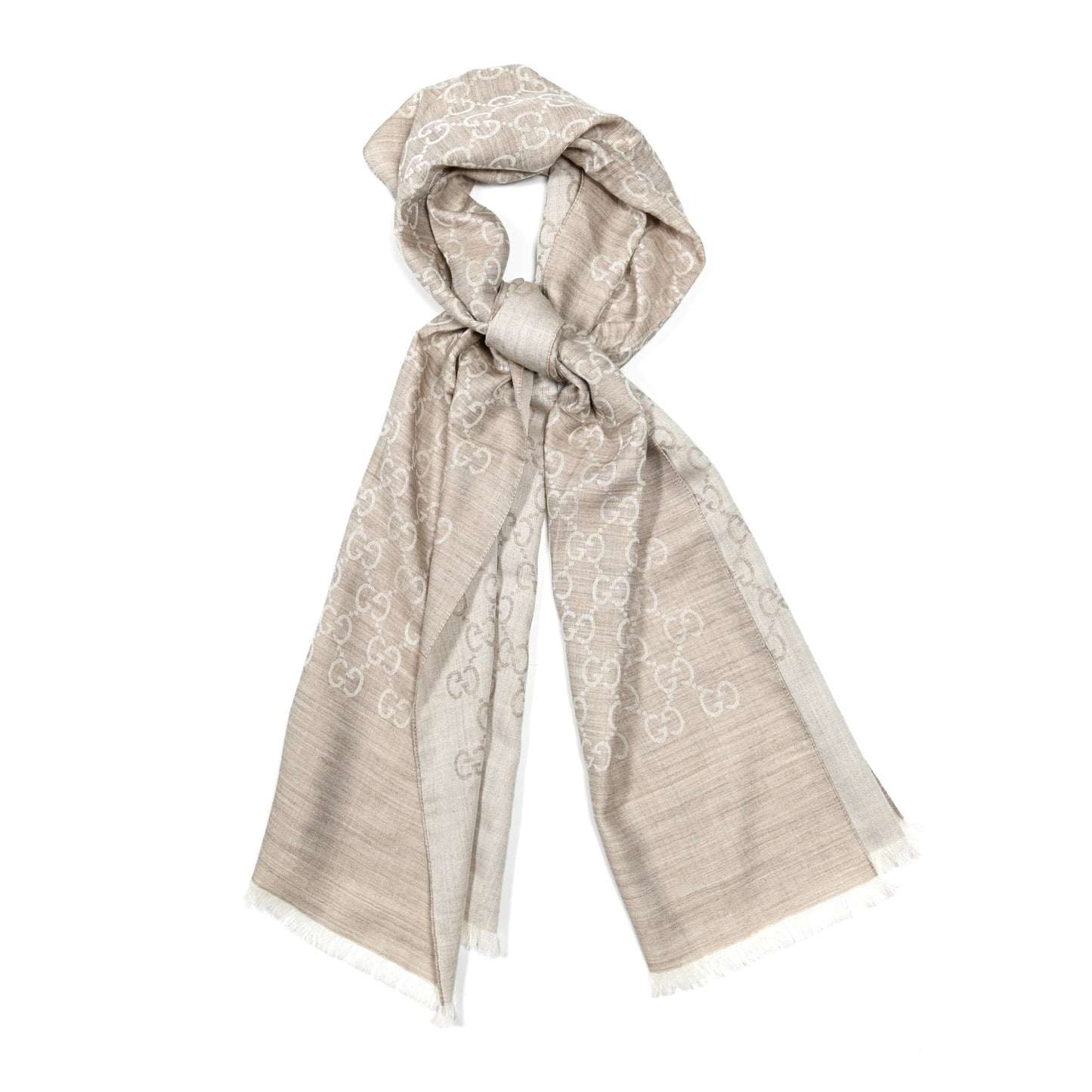 Wool Silk GG Monogram GGNat Scarf Sand