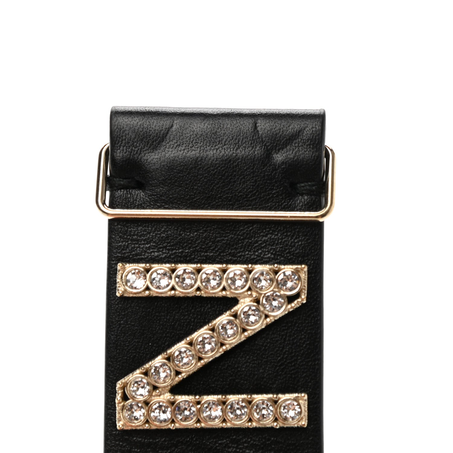 Chanel Lambskin Crystal Logo Belt 75 30 Black 7 of 7