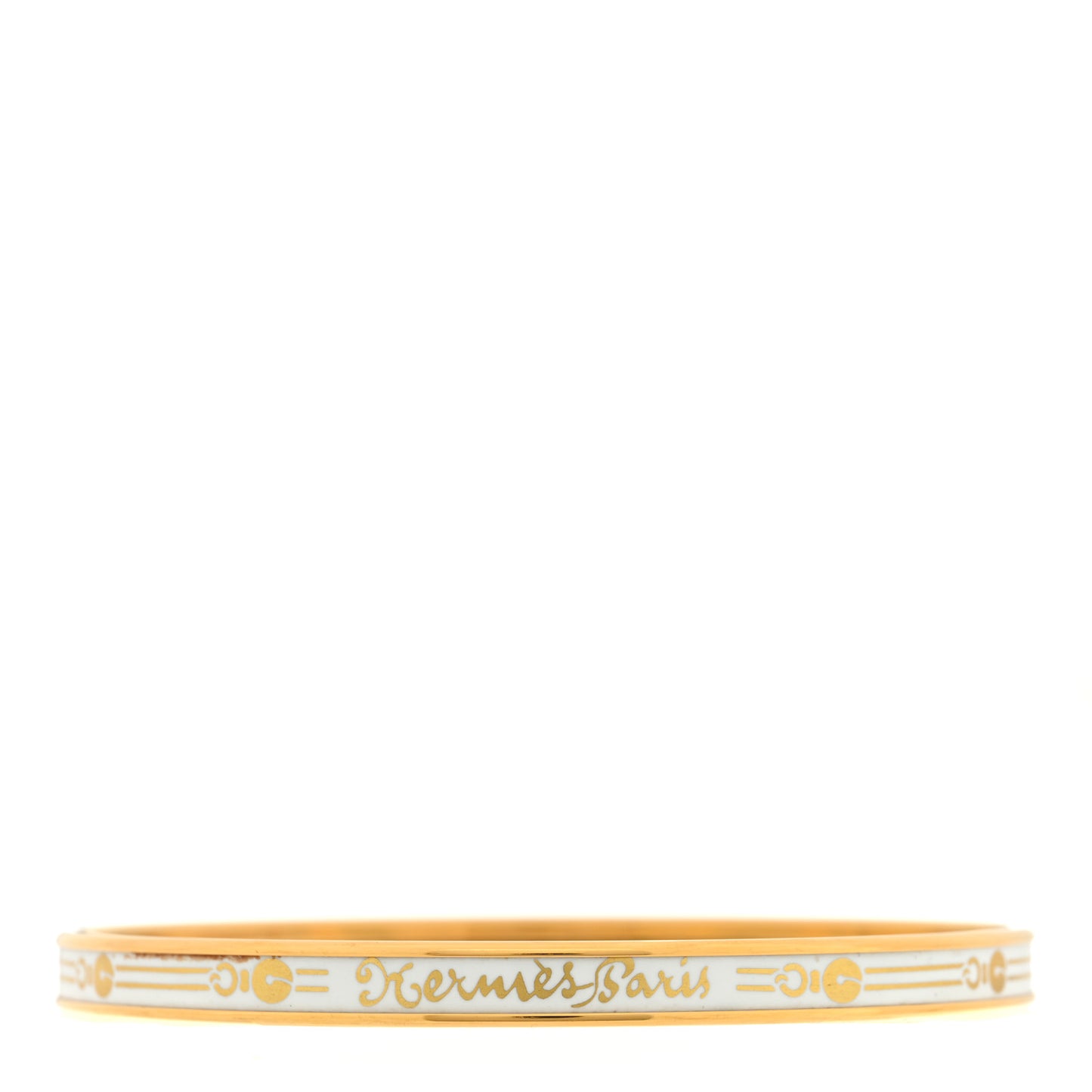 Enamel Printed Fantaisie d'Etriers Extra Narrow Bracelet White