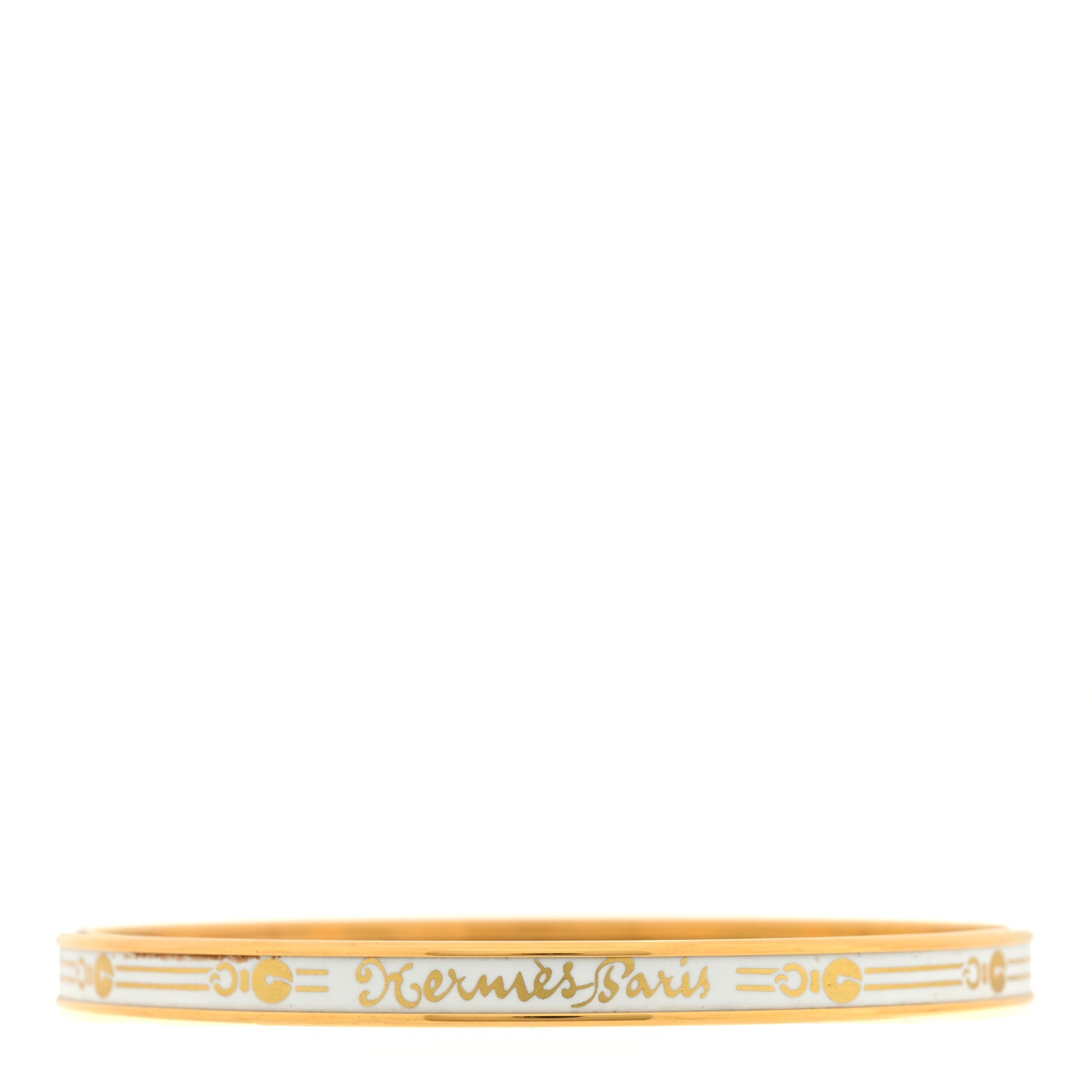 Hermes Enamel Printed Fantaisie d'Etriers Extra Narrow Bracelet White 1 of 4