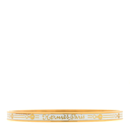 Hermes Enamel Printed Fantaisie d'Etriers Extra Narrow Bracelet White 1 of 4