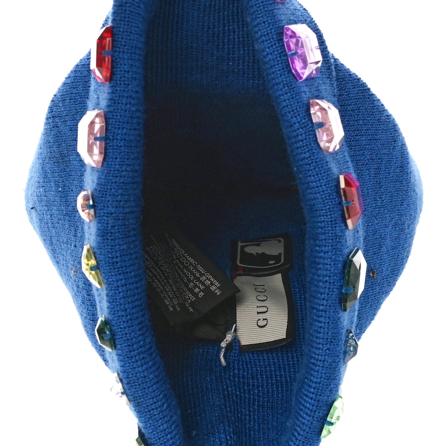 Gucci X MLB Wool Crystal NY Yankees Beanie Hat M Blue 5 of 10