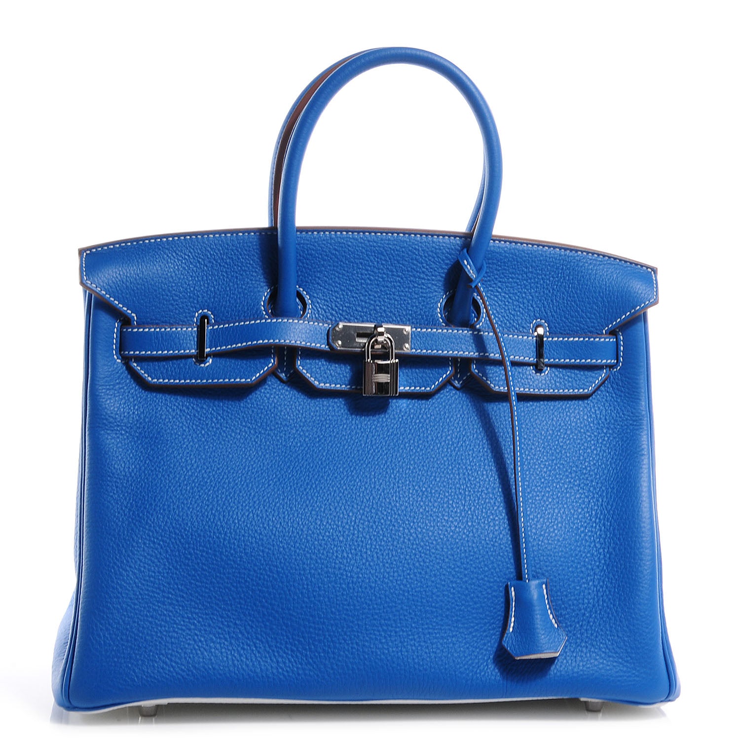 Hermes Taurillon Clemence Bi-Color Birkin 35 Mykonos White 2 of 11