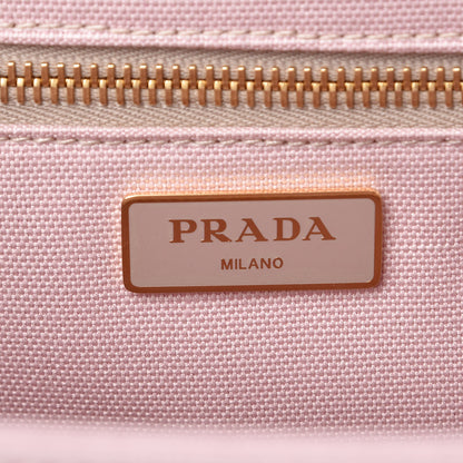 Prada Wicker Canvas Shoulder Bag Pink 8 of 9