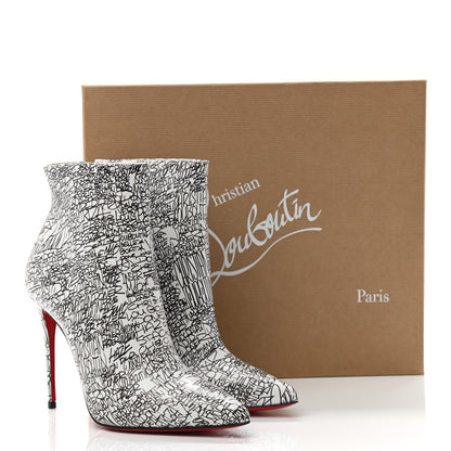 Christian Louboutin Calfskin Caligraf So Kate Booty 100 Ankle Boots 38.5 Black White 9 of 9