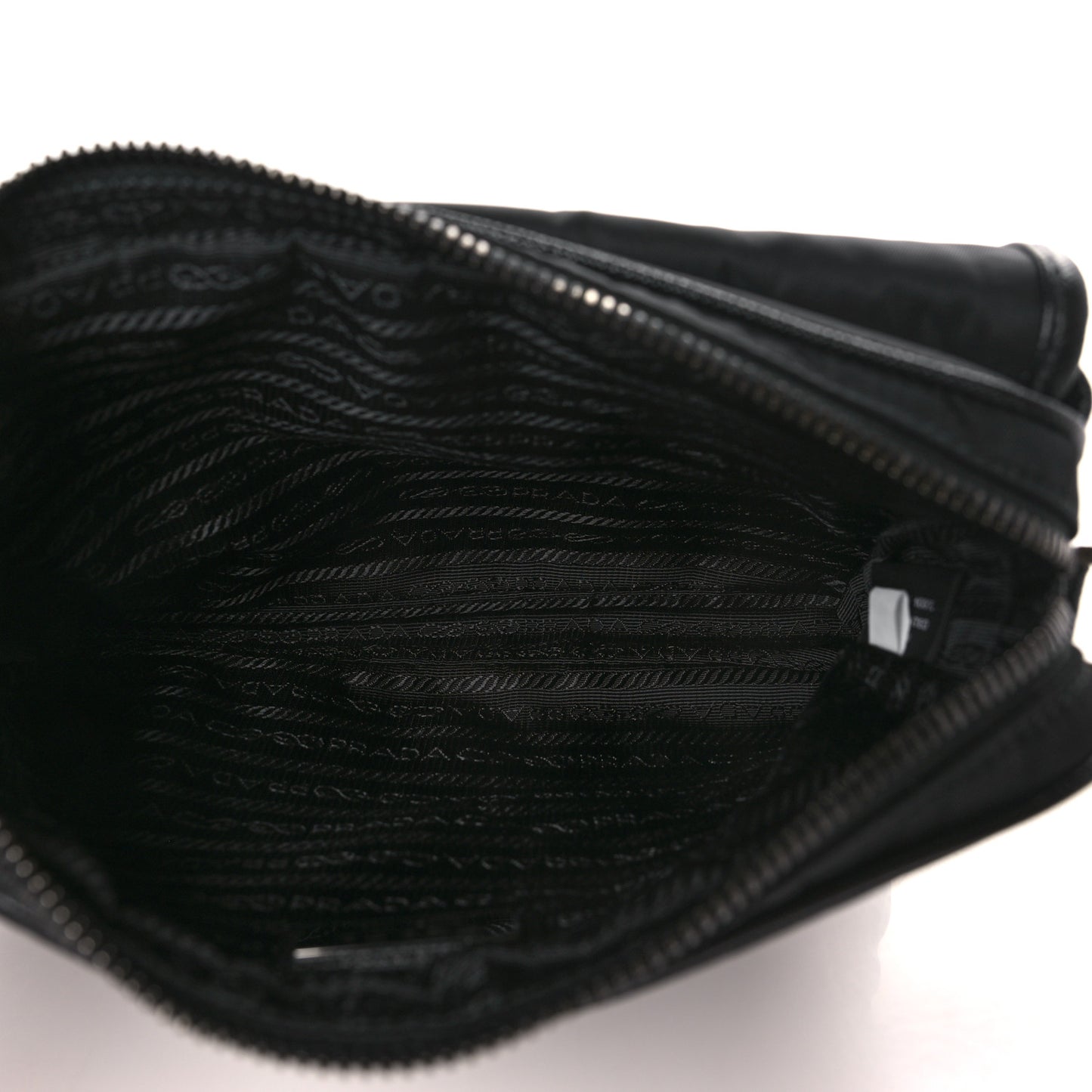 Re-Nylon Saffiano Pocket Single Snap Buckle Shoulder Bag Black