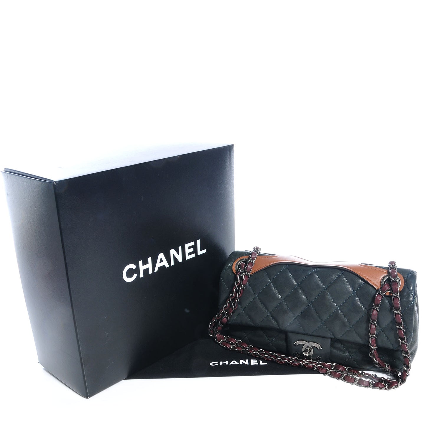 Iridescent Calfskin In The Mix Medium Flap Dark Green