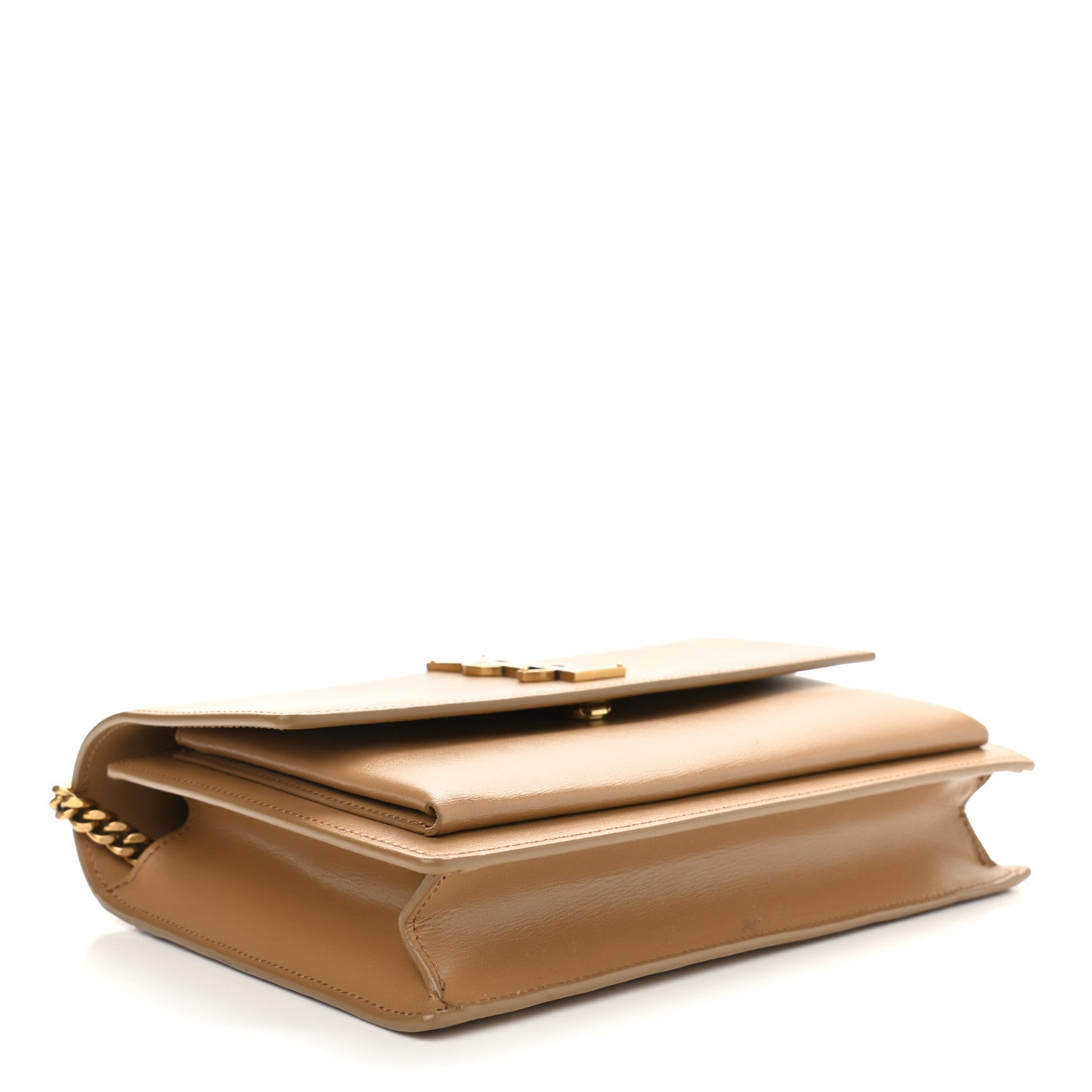 Saint Laurent Smooth Calfskin Medium Monogram Sunset Satchel Natural Tan 4 of 11