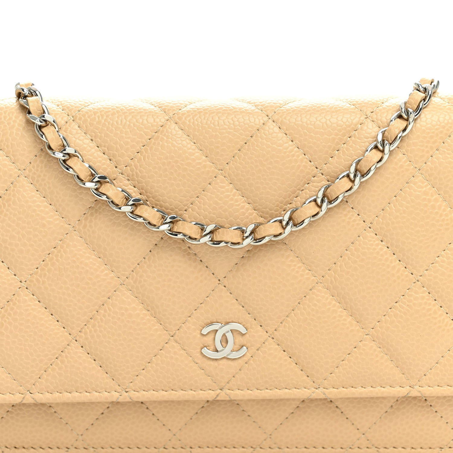 Chanel Caviar Quilted Wallet on Chain WOC Beige 9 of 12