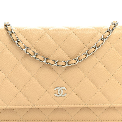 Chanel Caviar Quilted Wallet on Chain WOC Beige 9 of 12