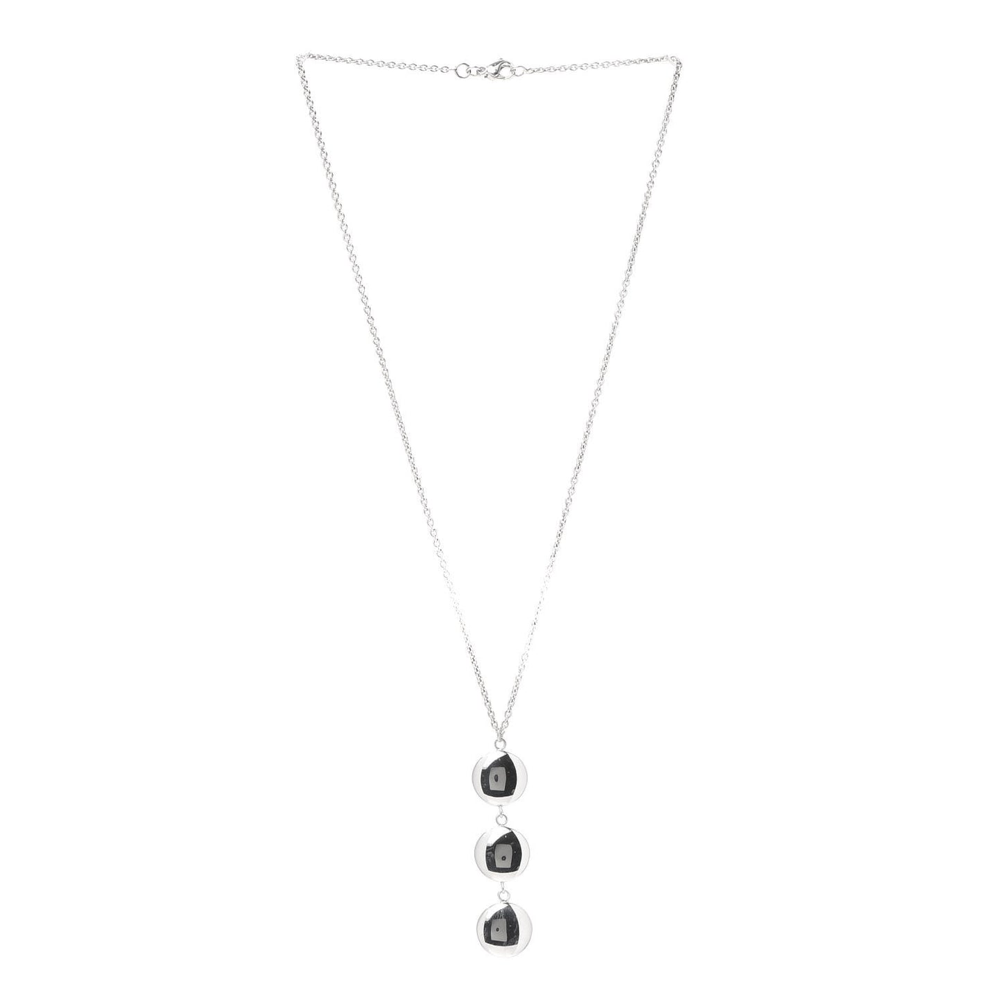 Sterling Silver Triple Disc Drop Pendant Necklace