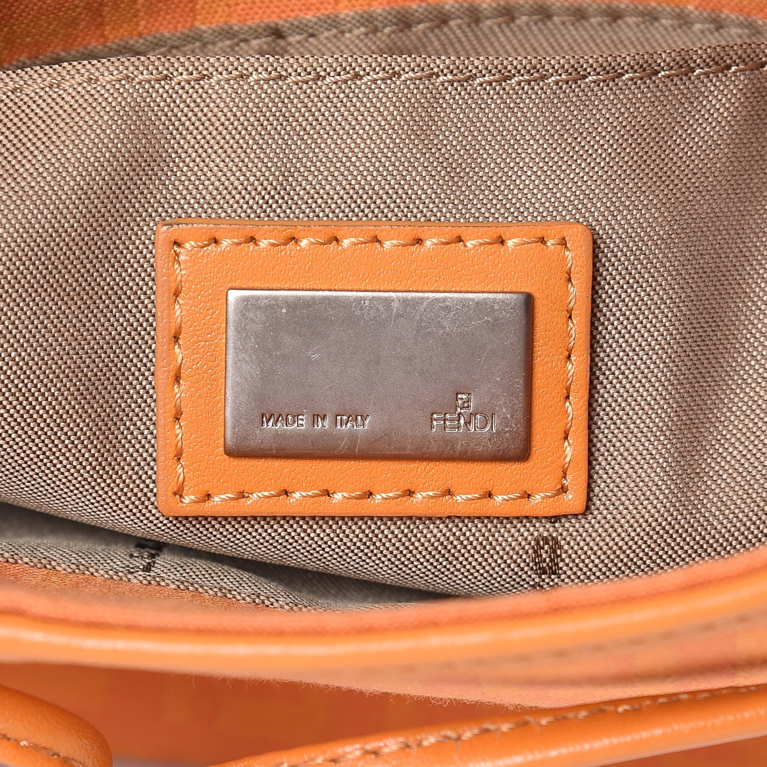 Fendi Zucchino Cuoio Shoulder Bag Mandarino 6 of 19