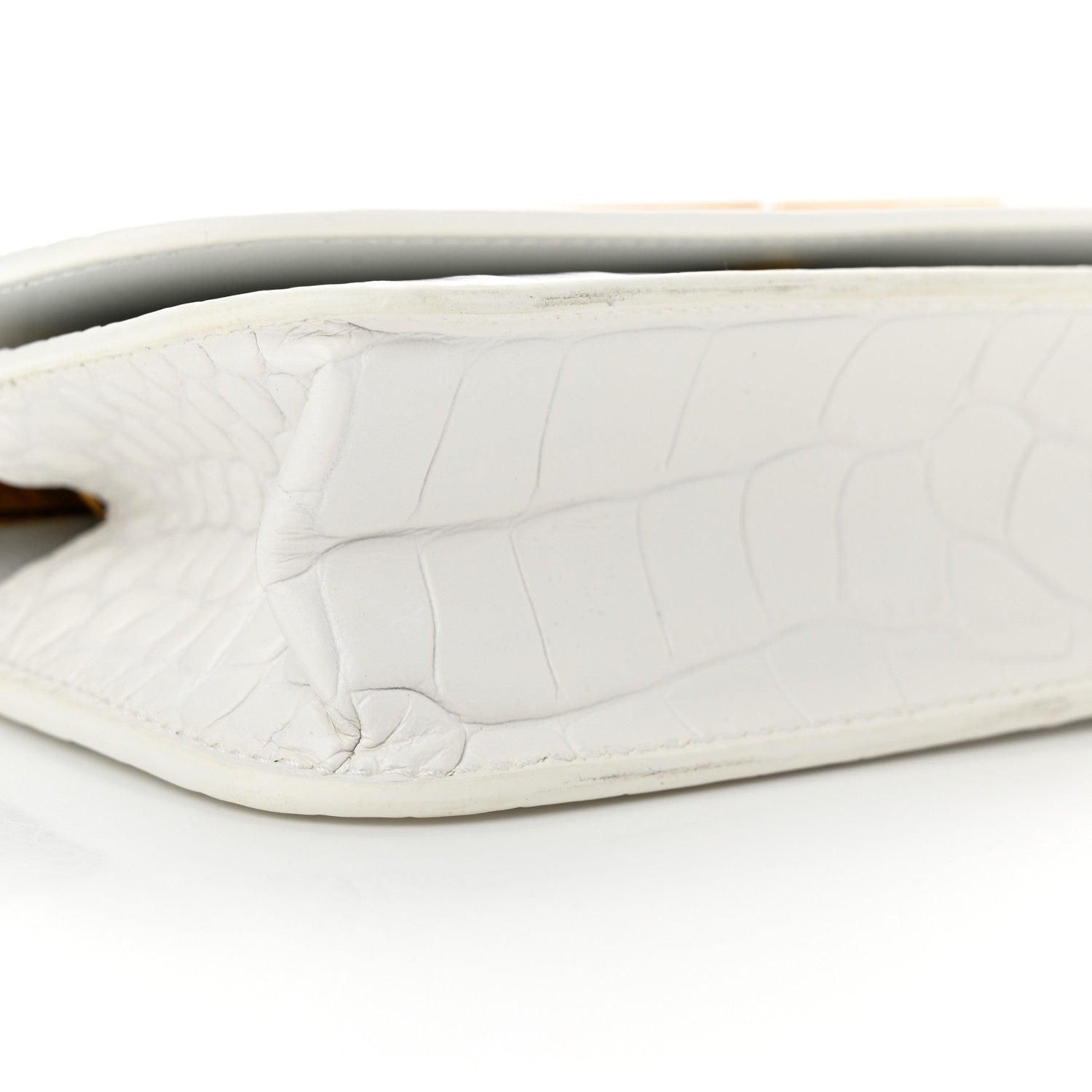 Balenciaga Extra Supple Calfskin Crocodile Embossed Gossip Wallet On Chain Optic White 8 of 10