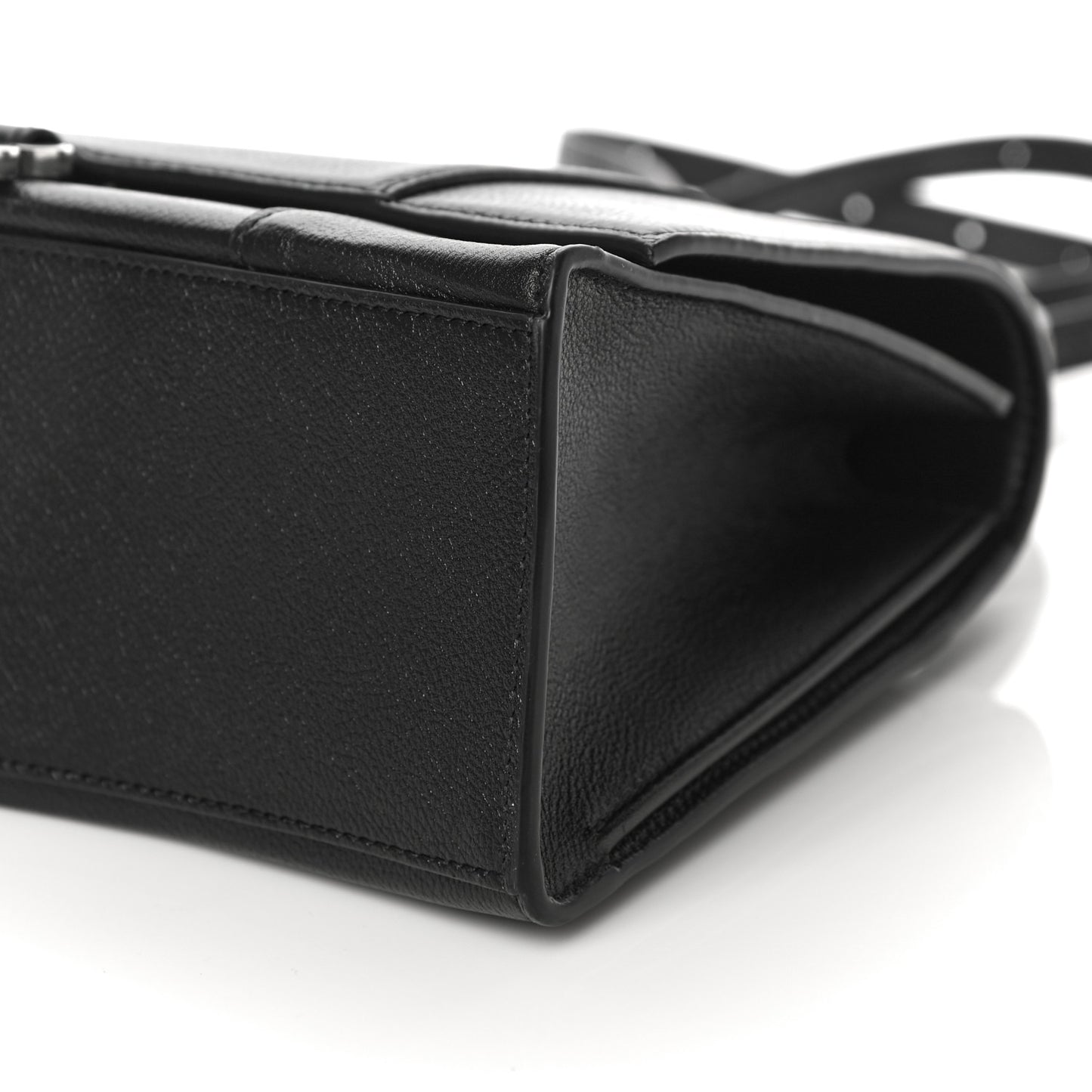 Grained Calfskin Medium Hourglass Top Handle Bag Black