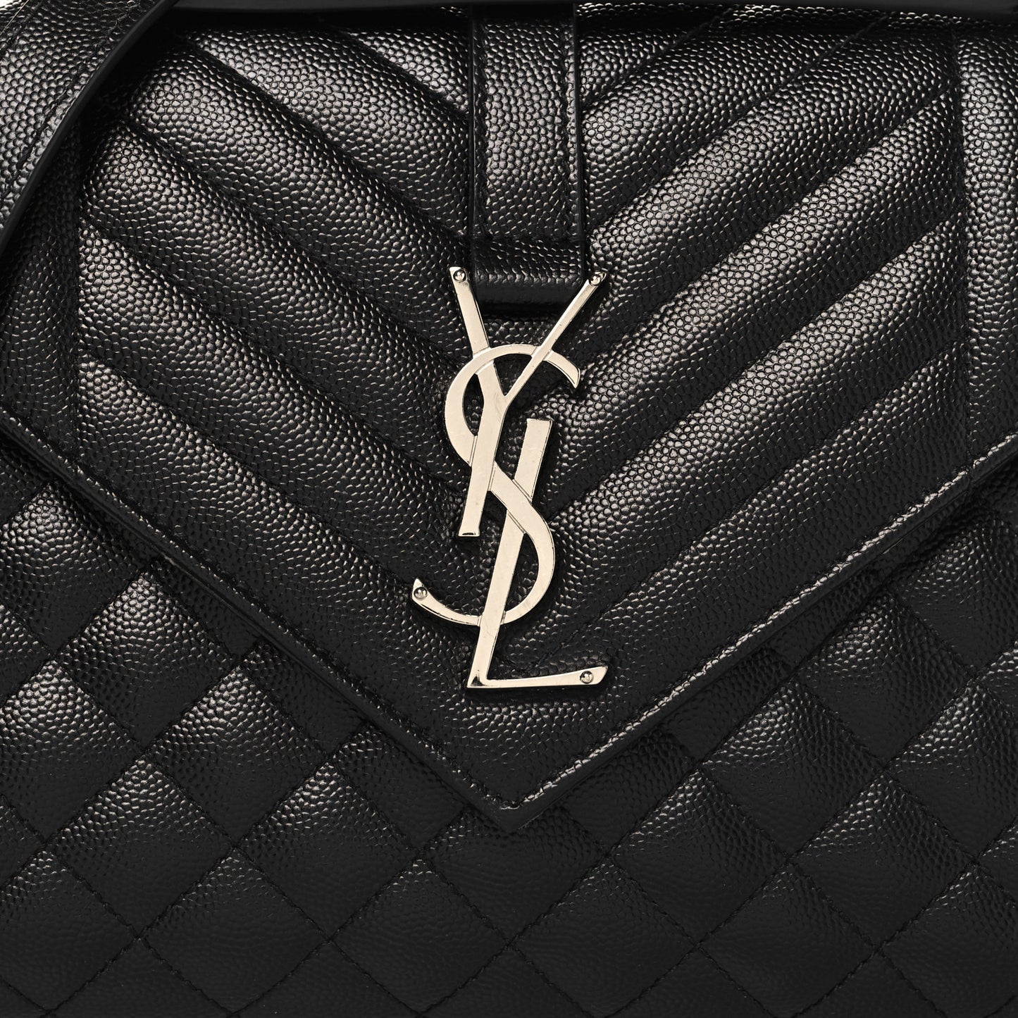 Grain De Poudre Textured Mixed Matelasse Triquilt Medium Monogram Satchel Black