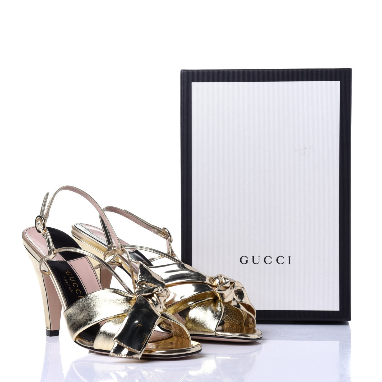 Metallic Nappa Bow Daphne High Heel Sandals 36.5 Platino
