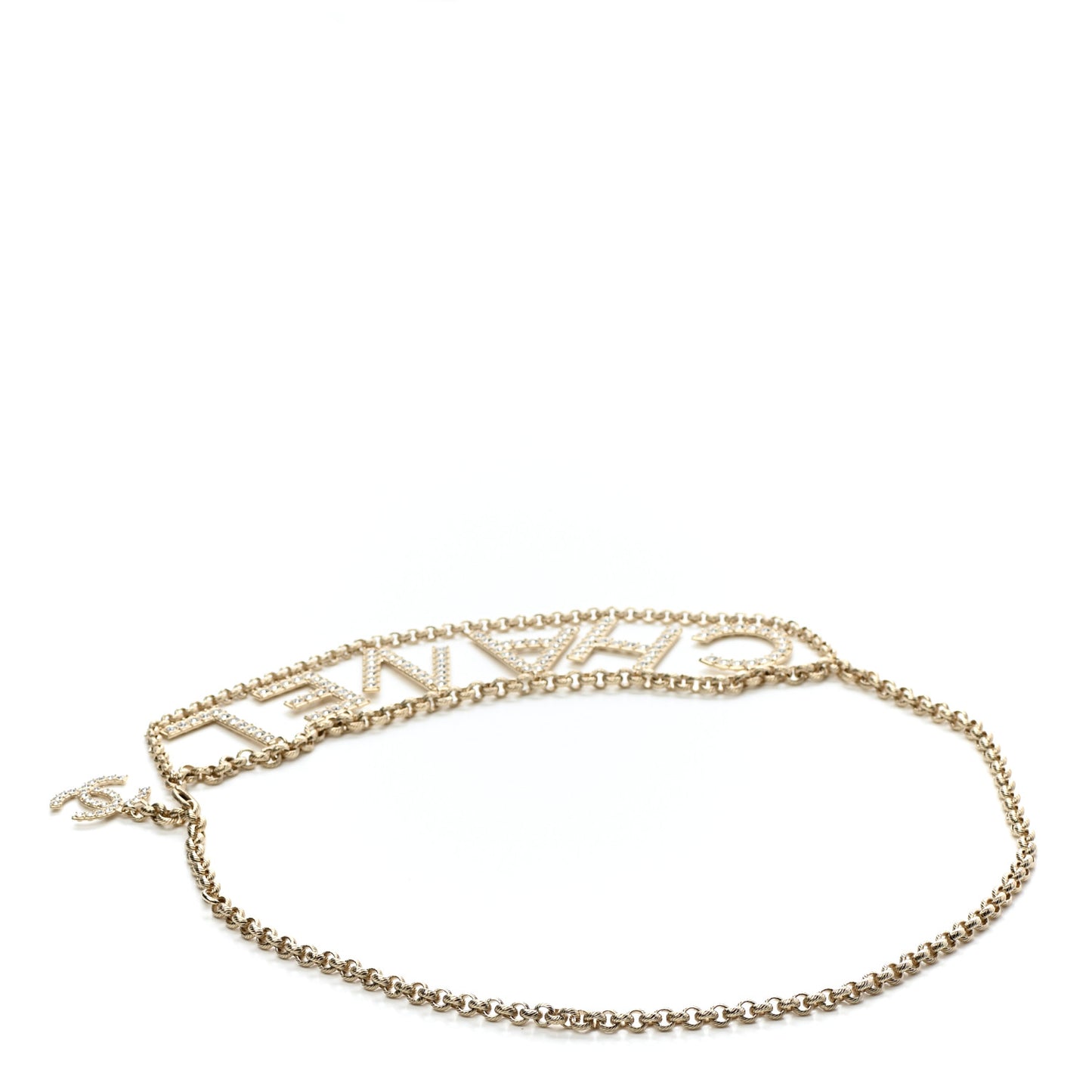 Metal Crystal 90's Icon Logo Chain Belt Gold