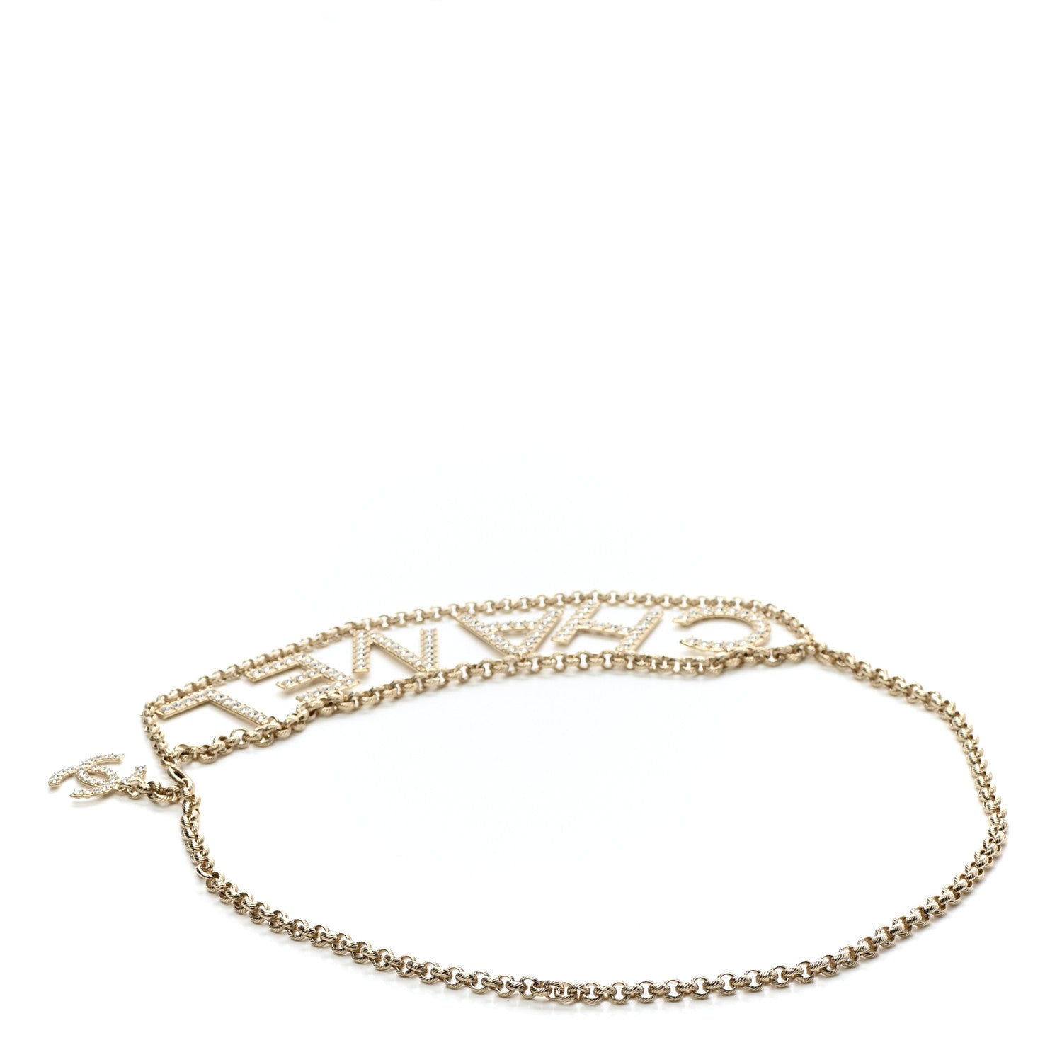 Chanel Metal Crystal 90's Icon Logo Chain Belt Gold 2 of 5