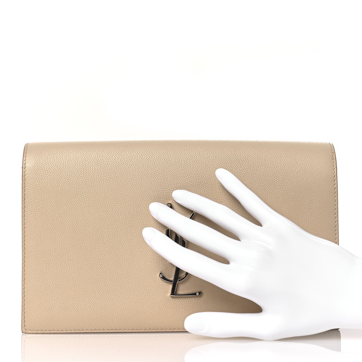 Saint Laurent Grain De Poudre Classic Kate Monogram Clutch Dark Beige 2 of 13