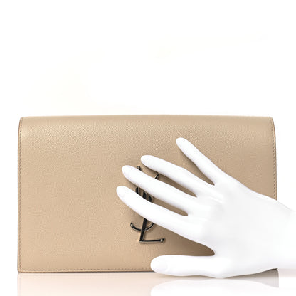 Saint Laurent Grain De Poudre Classic Kate Monogram Clutch Dark Beige 2 of 13