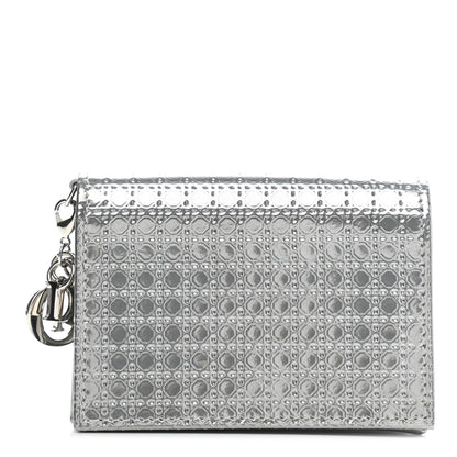 Christian Dior Metallic Patent Micro-Cannage Lady Dior Card Holder Silver 1 of 7