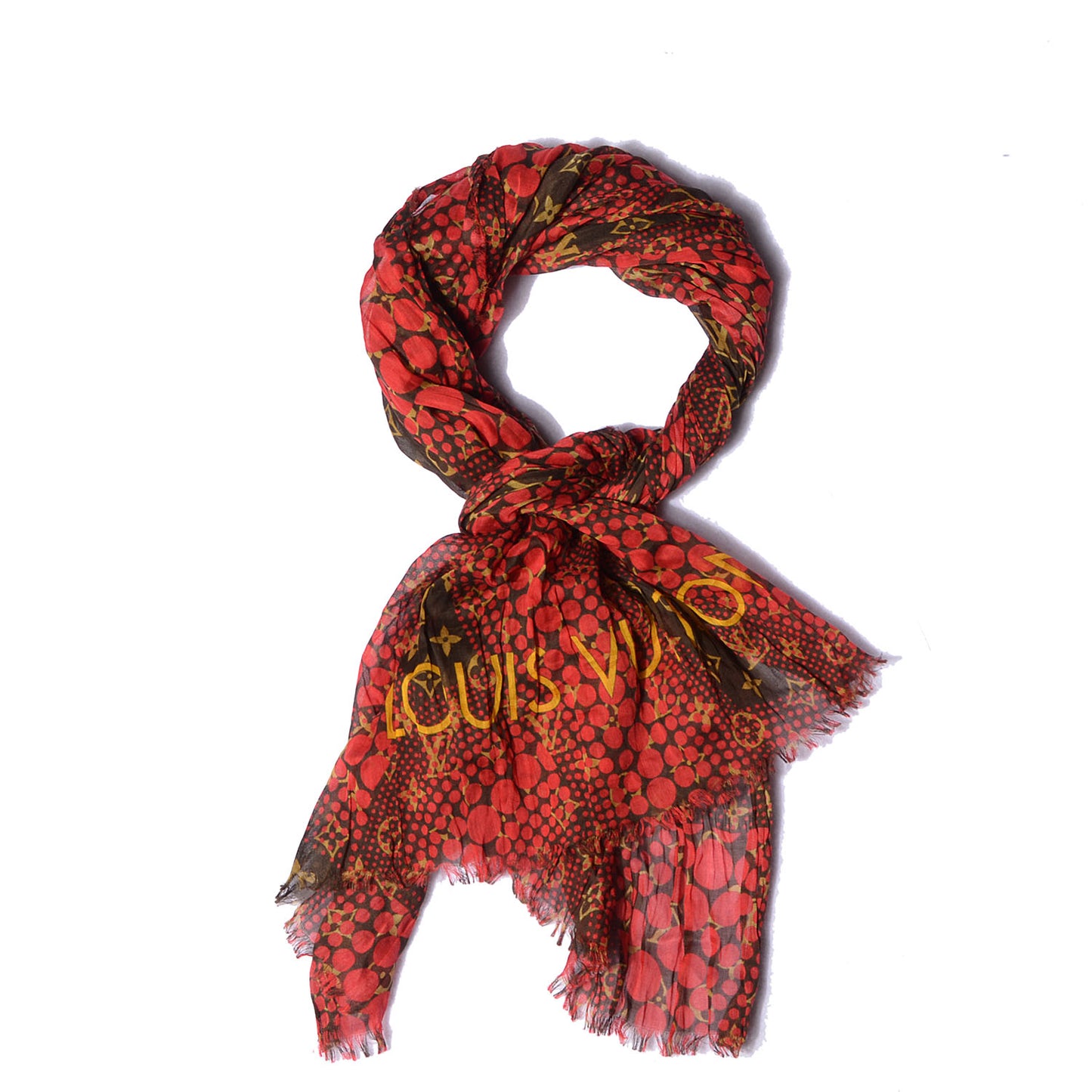 Cotton Monogram Kusama Infinity Dots Pareo Scarf Red