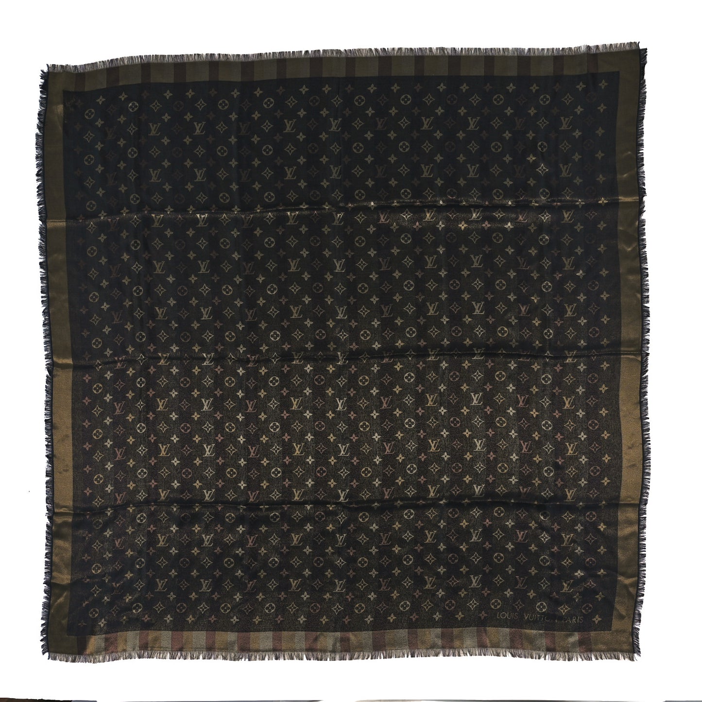 Silk Lurex Wool So Shine Monogram Shawl Black