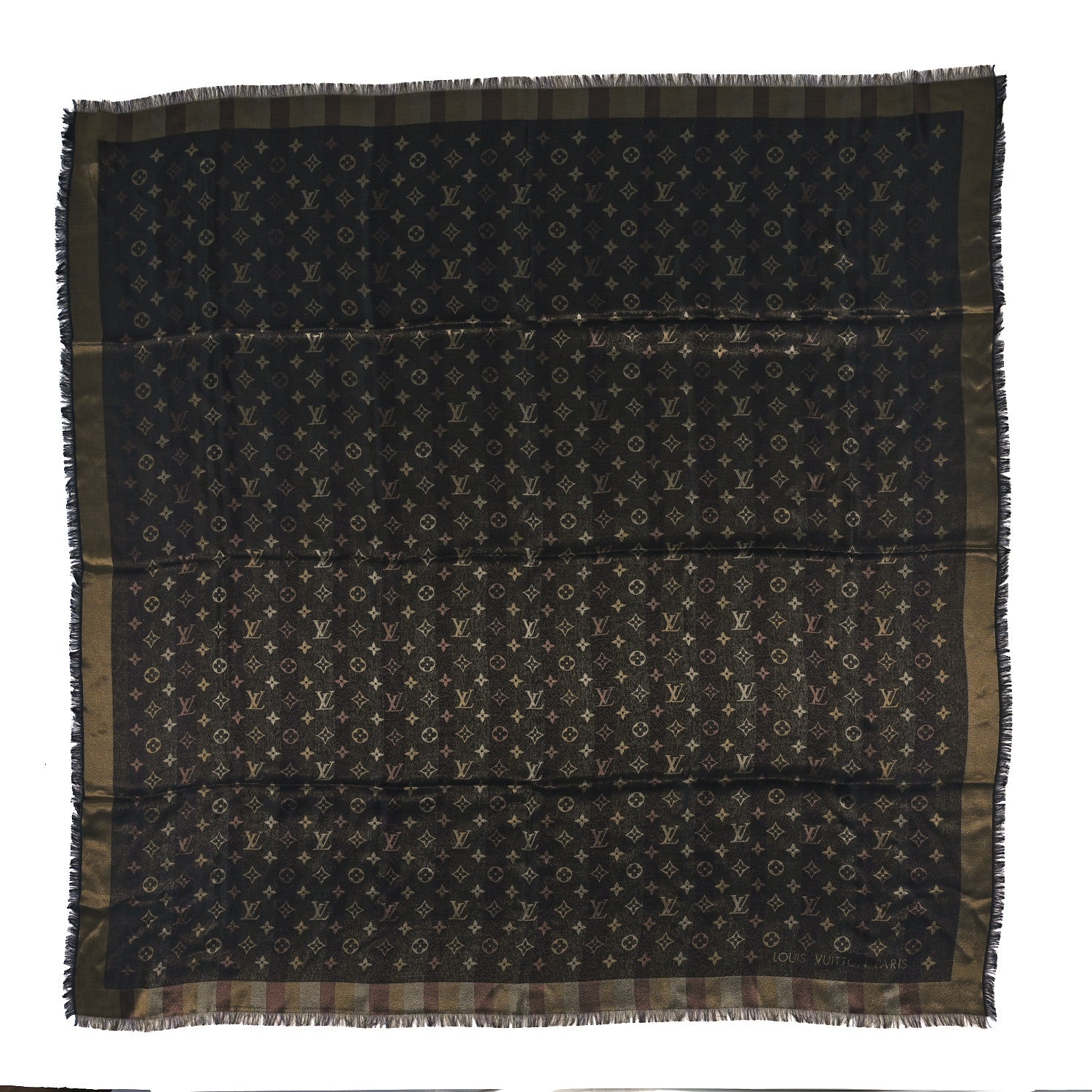 Louis Vuitton Silk Lurex Wool So Shine Monogram Shawl Black 1 of 3