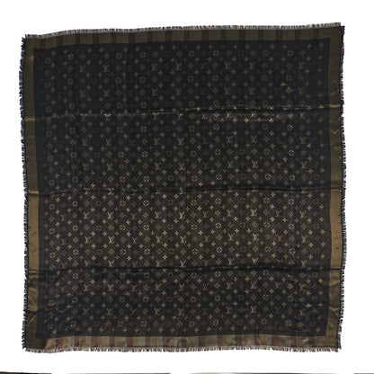 Louis Vuitton Silk Lurex Wool So Shine Monogram Shawl Black 1 of 3