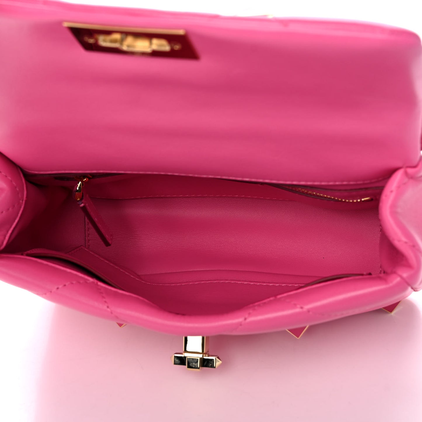 Nappa Enamel Medium Roman Stud Shoulder Bag Feminine Pink