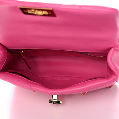 Valentino Garavani Nappa Enamel Medium Roman Stud Shoulder Bag Feminine Pink 5 of 11