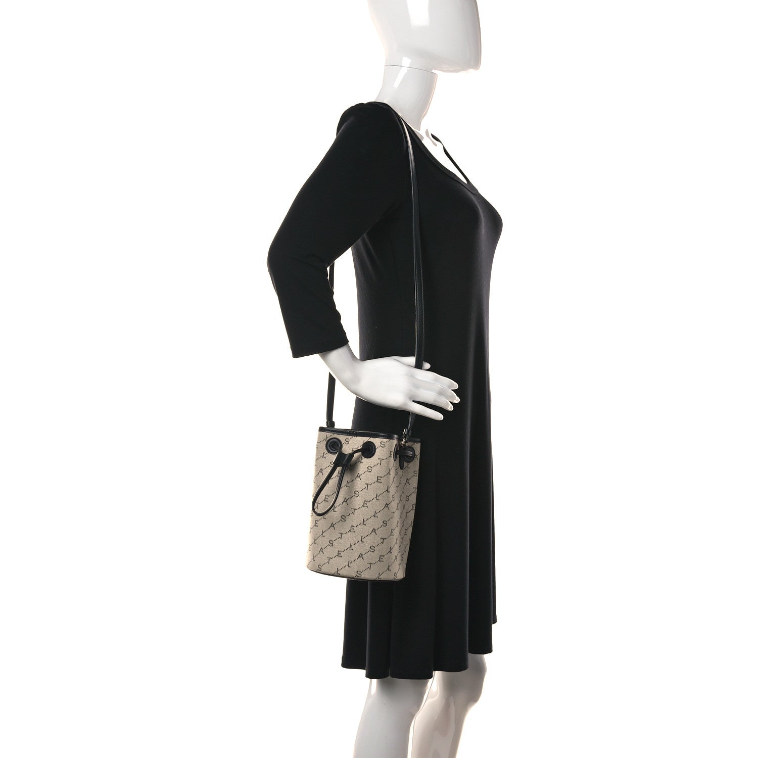 Stella McCartney Canvas Mini Stella Logo Bucket Bag Neutral 2 of 9