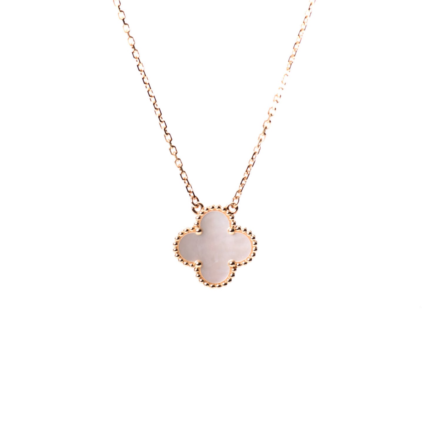 18K Yellow Gold Mother of Pearl Vintage Alhambra Pendant Necklace