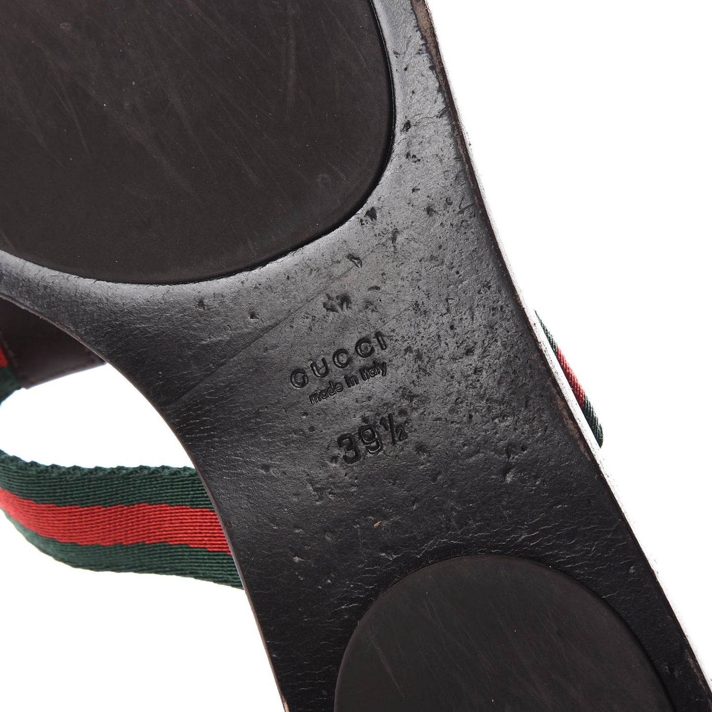 Nylon Guccissima Web Womens Thong Sandals 39.5 Green Red Cocoa