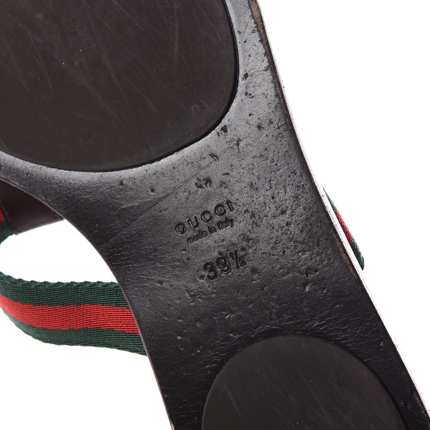 Gucci Nylon Guccissima Web Womens Thong Sandals 39.5 Green Red Cocoa 7 of 8