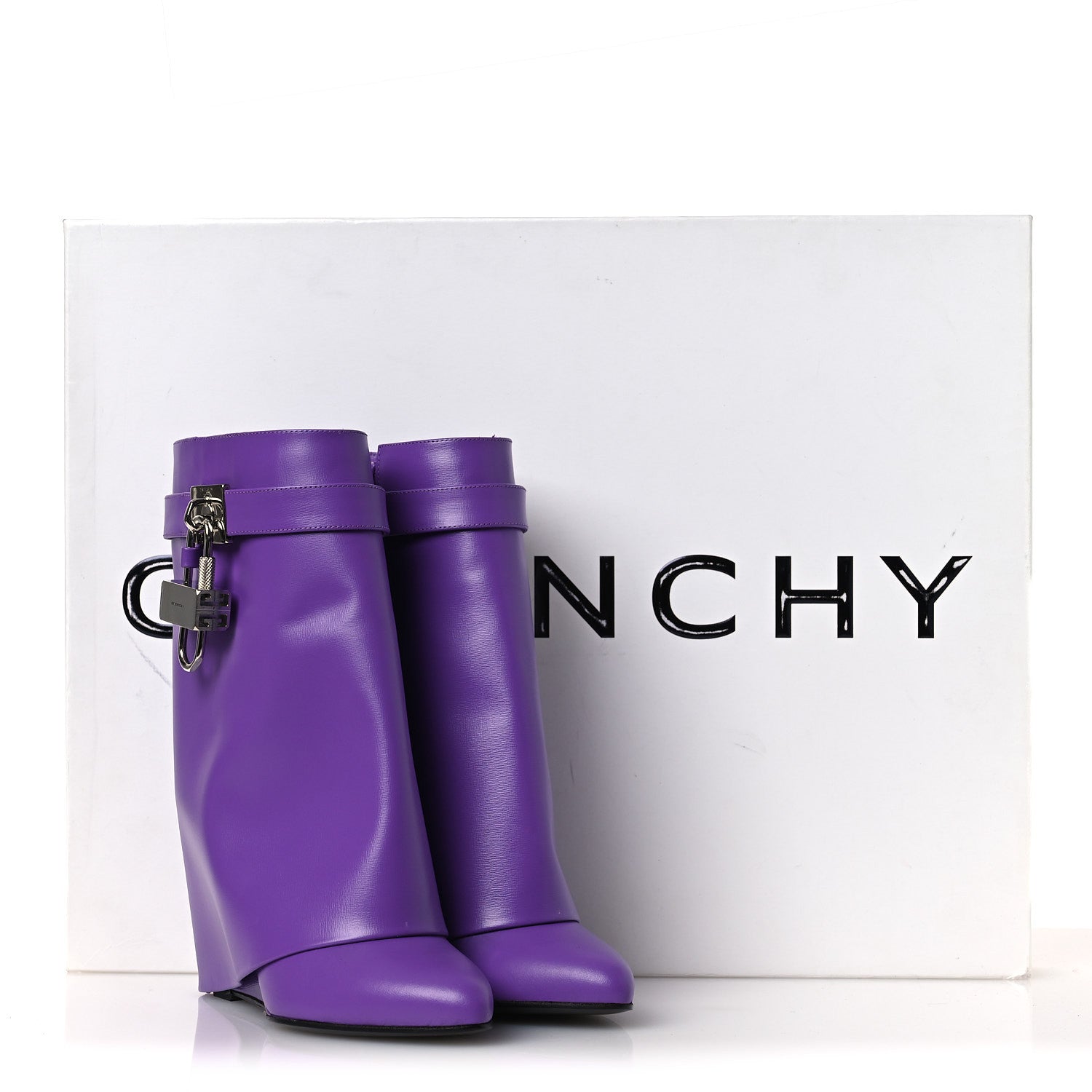 Givenchy Calfskin Shark Lock Ankle Boots 35 Ultraviolet 16 of 16