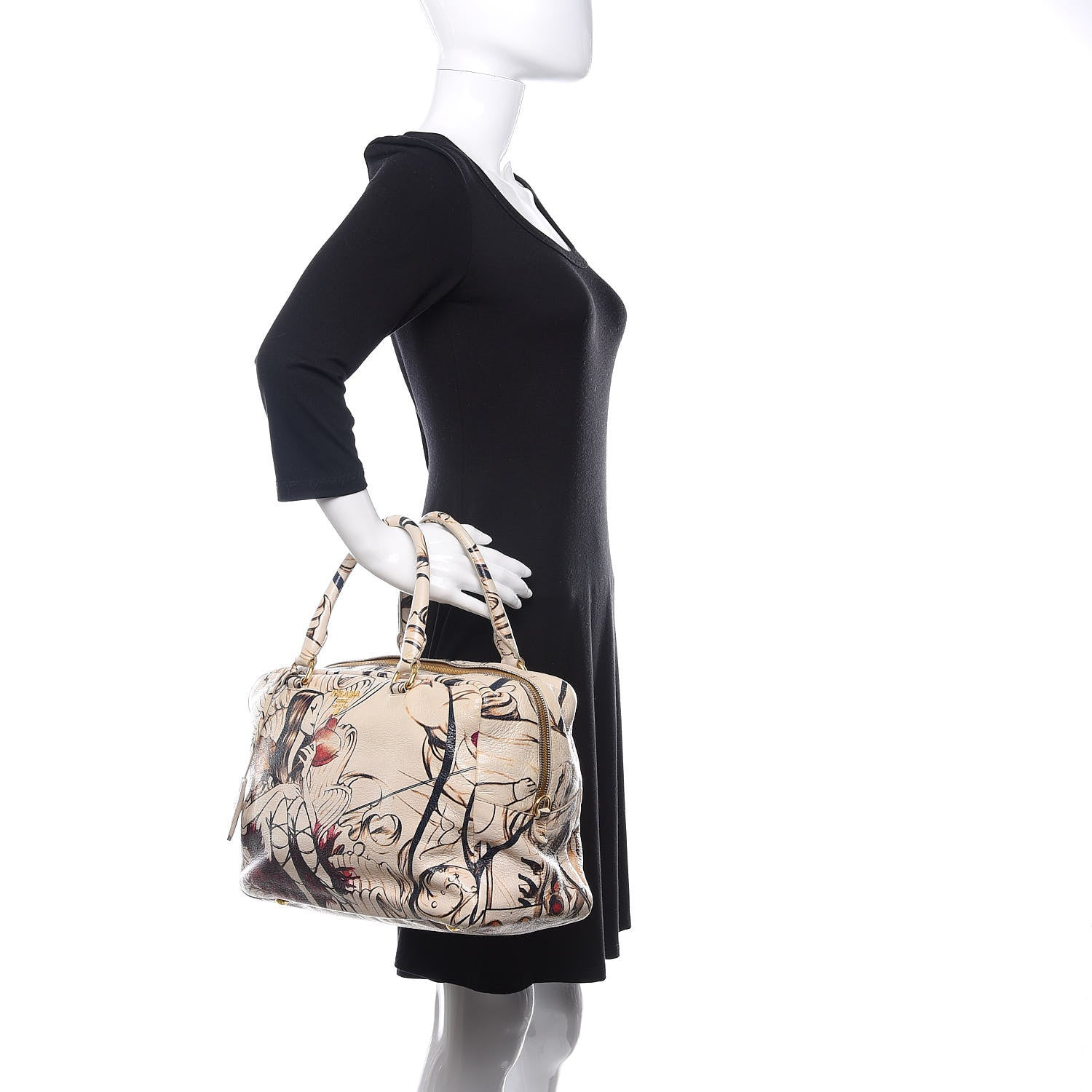 Prada X JAMES JEAN Cervo Lux Fairy Print Large Double Handle Boston Bag Prugna 3 of 11