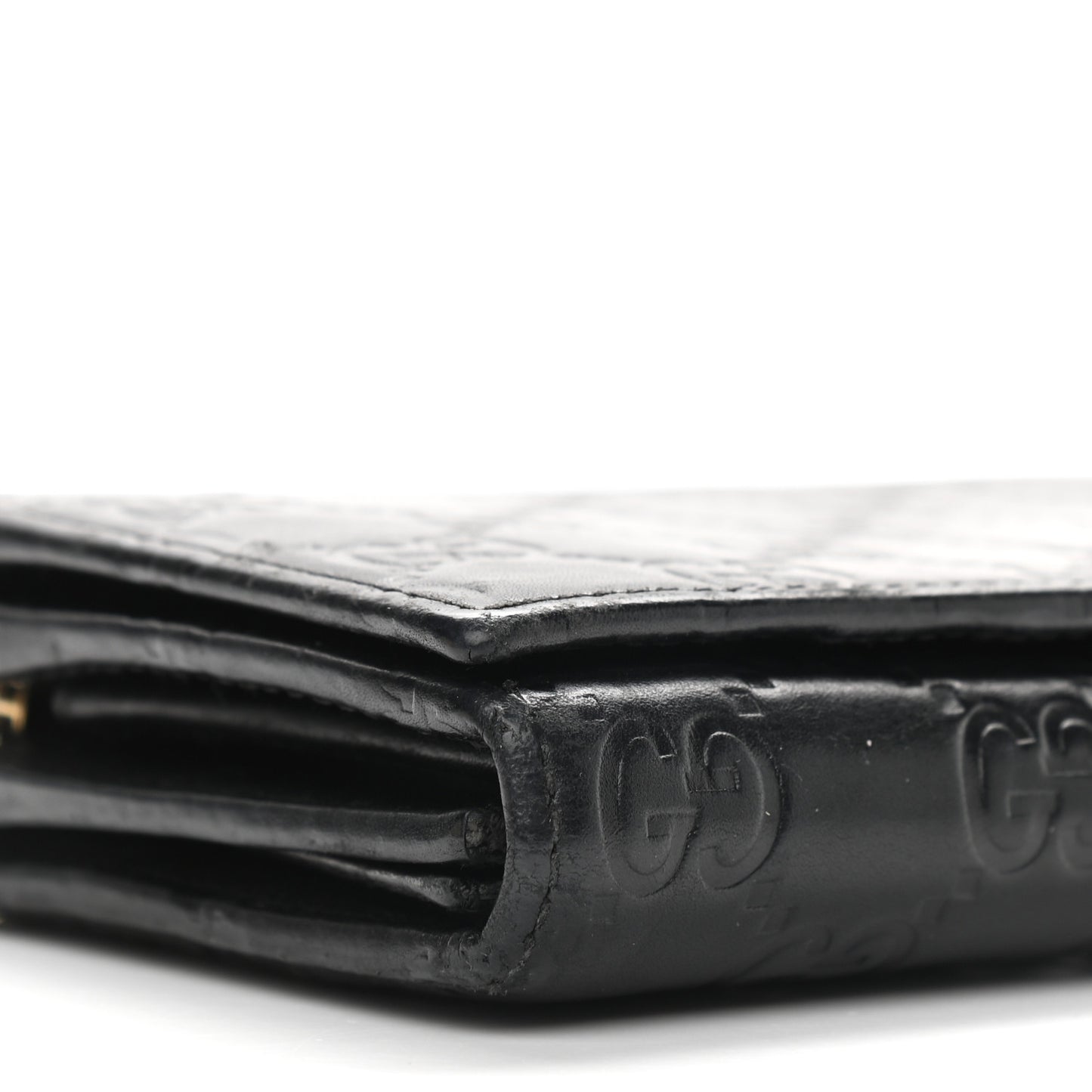 Guccissima Margaux Calfskin Metal Bar Chain Wallet Black