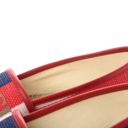 Gucci Canvas Sylvie Stripe Logo Womens Espadrilles 37 Mystic White Hibiscus Red Maritime 13 of 17