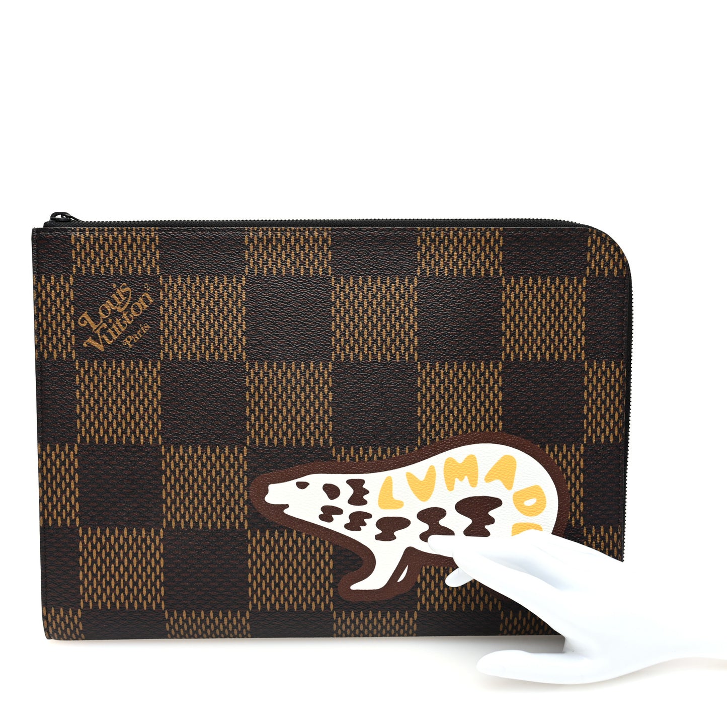 X NIGO Giant Damier Ebene Bear Pochette Jour GM
