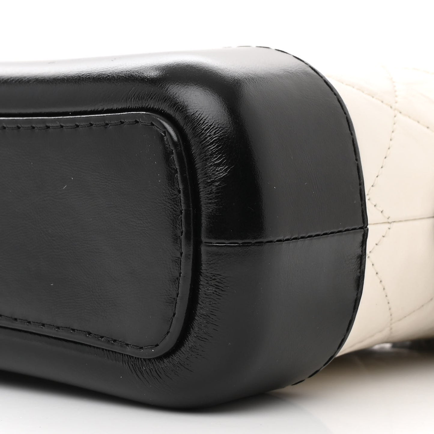 Aged Calfskin Quilted Small Gabrielle Hobo Black White
