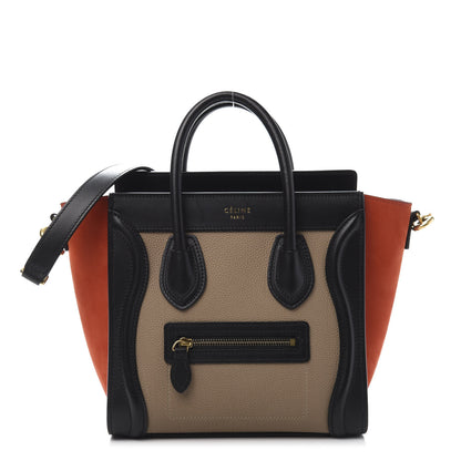Celine Drummed Calfskin Nubuck Nano Tri-Color Luggage Beige 1 of 10