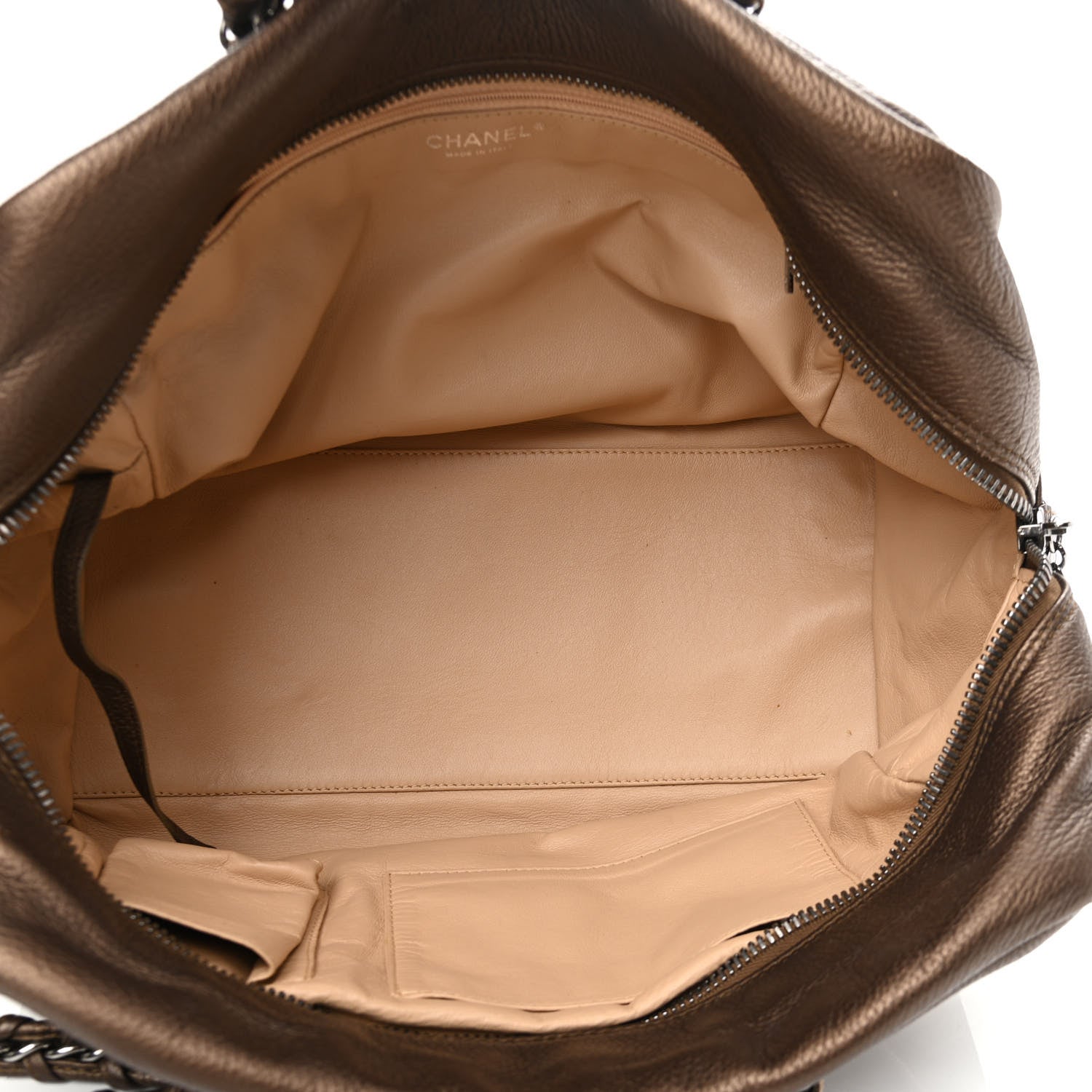 Chanel Metallic Deerskin Large Luxe Ligne Bowler Bronze 5 of 10