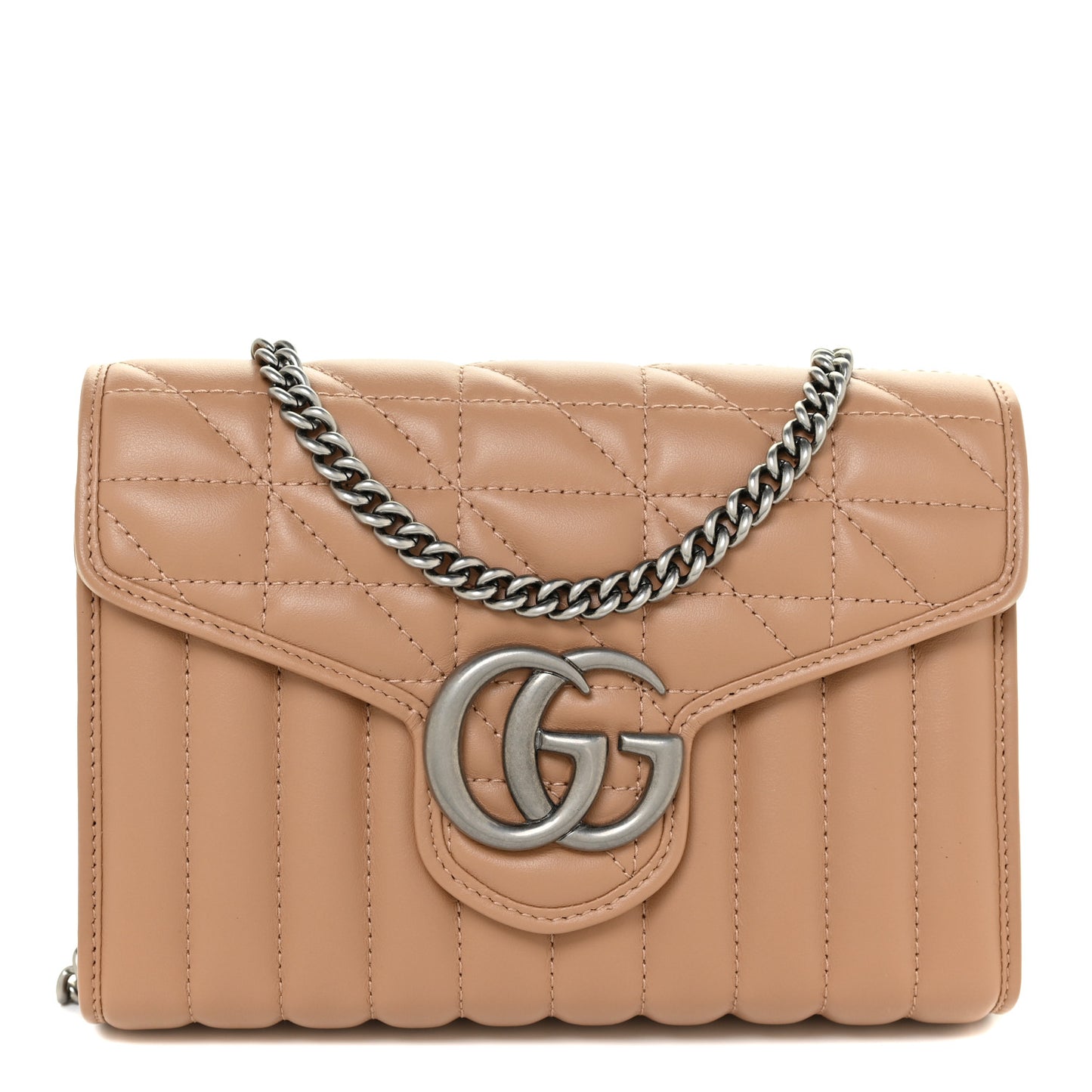 Calfskin Matelasse Aria GG Marmont Chain Wallet Camelia