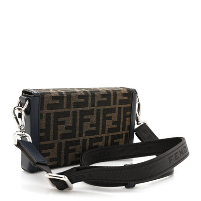 Fendi Recycled Fabric Jacquard Vitello King FF 1974 Baguette Soft Trunk Phone Pouch Tobacco Moro Notte 3 of 12
