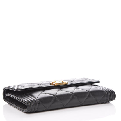 Chanel Lambskin Quilted Medium Boy Flap Wallet Black 4 of 9