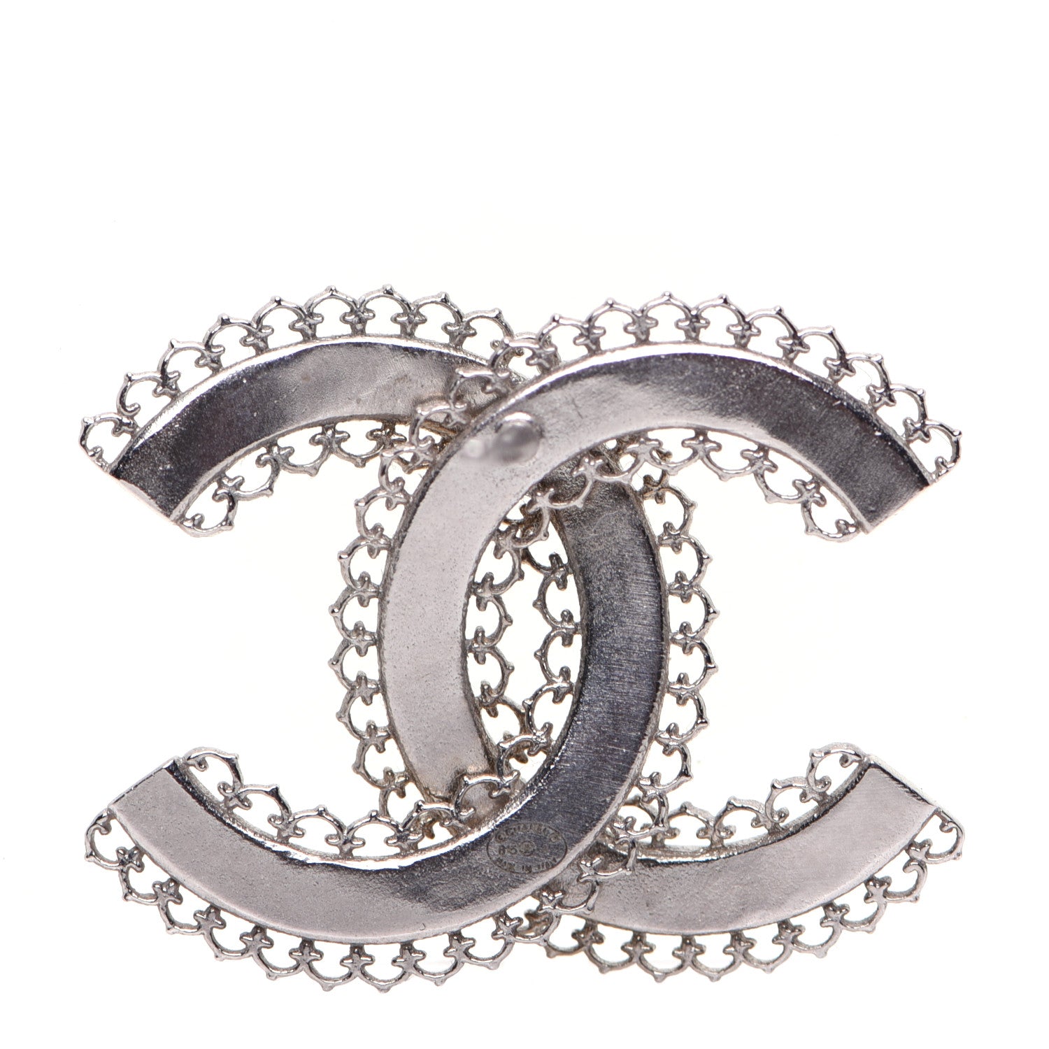Chanel Scalloped CC Earrings Silver 7 of 8