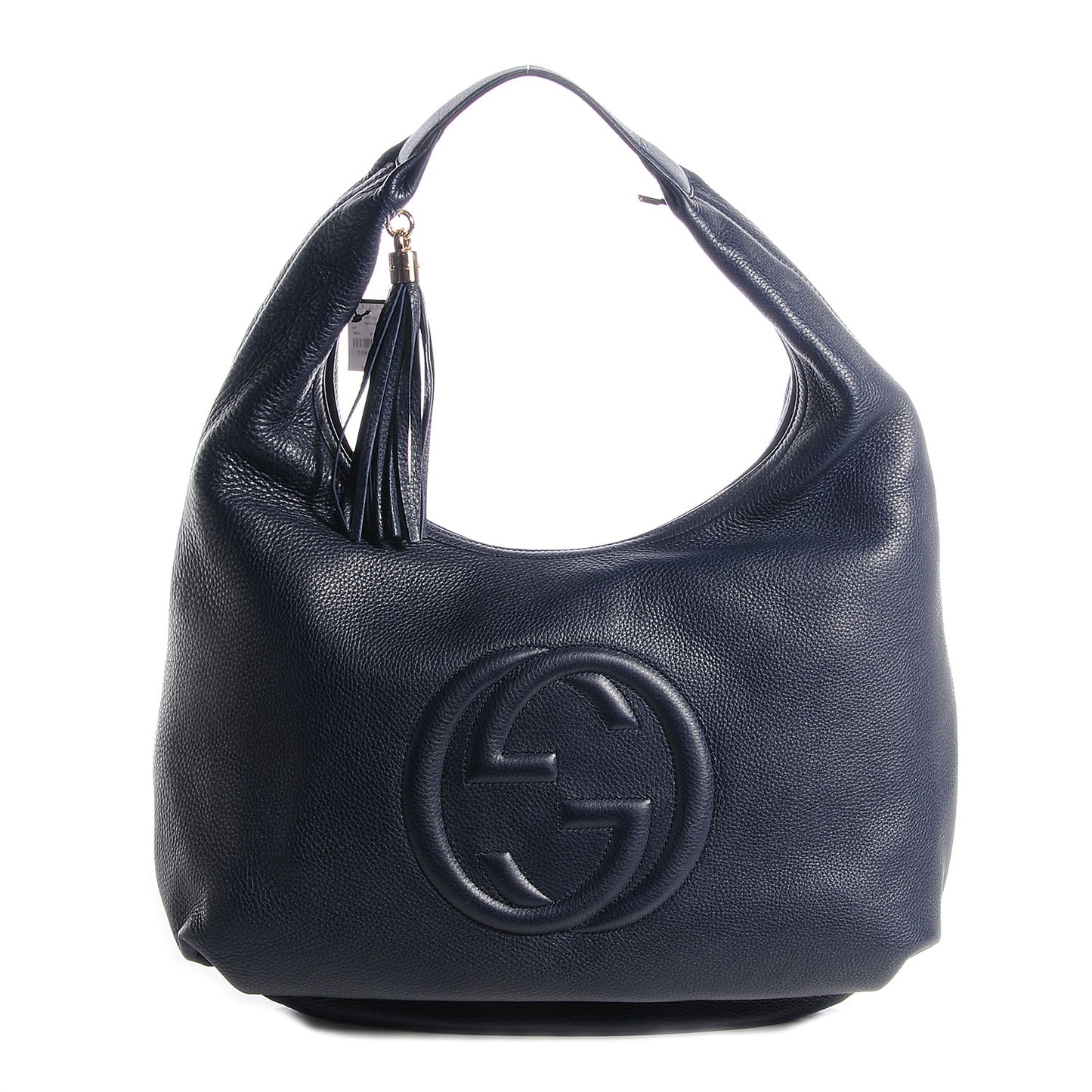 Pebbled Calfskin Large Soho Hobo Dark Blue