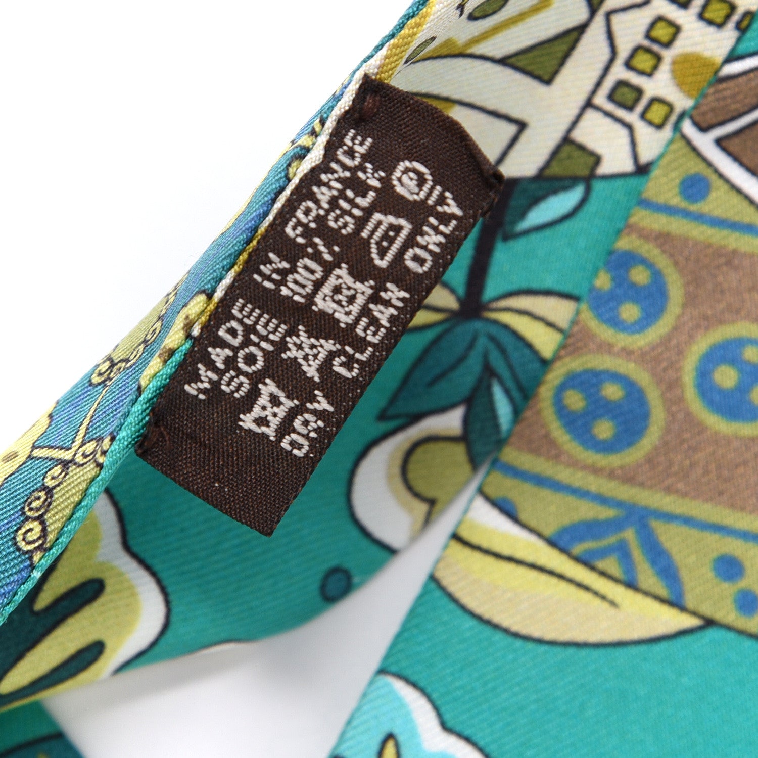 Hermes Silk Fleurs et Papillons de Tissus Twilly Vert Kaki Bronze 3 of 4