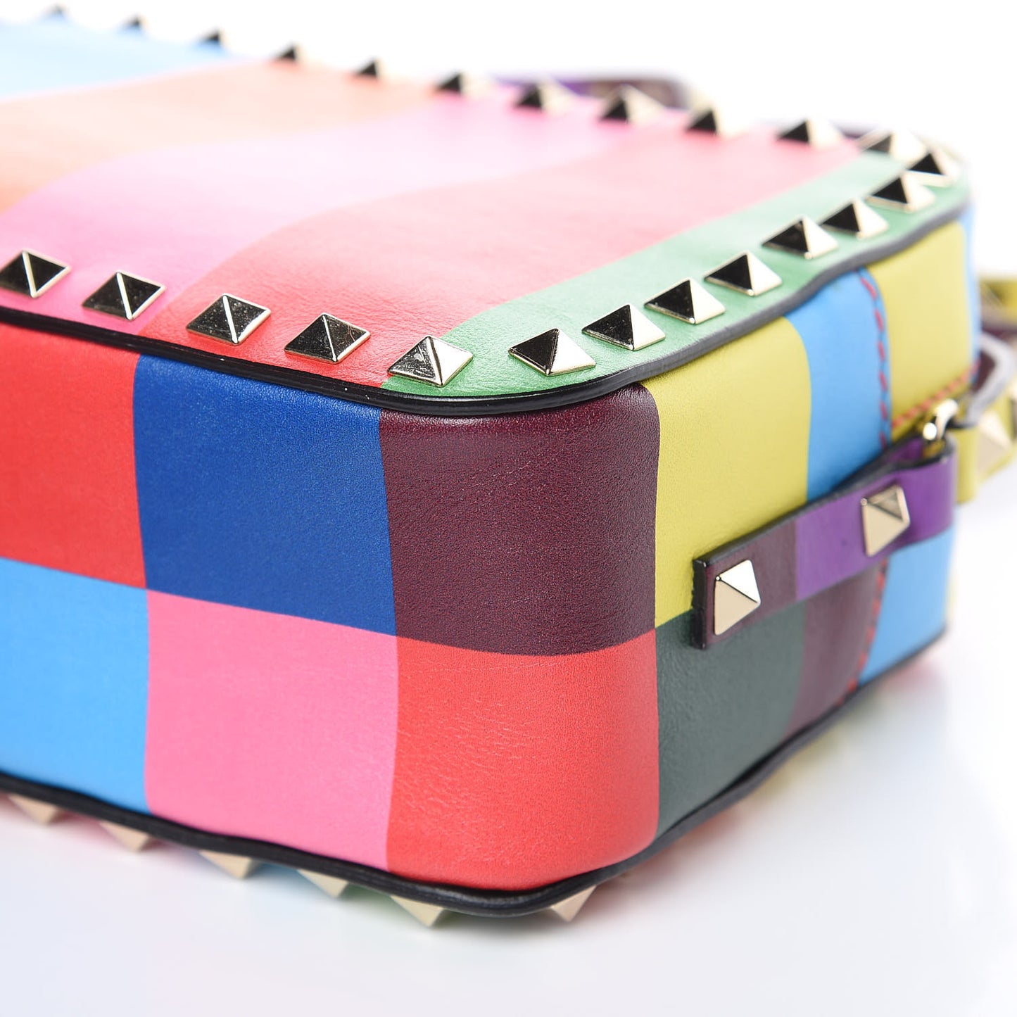 Vitello 1973 Rockstud Camera Crossbody Bag Multicolor